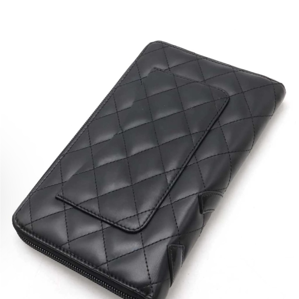 Authentic Chanel Black Calfskin Cambon Long Zip Wallet w Authenticity card - Picture 2 of 11